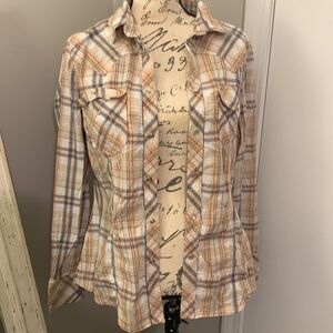 L/S tan True Religion Button down Shirt